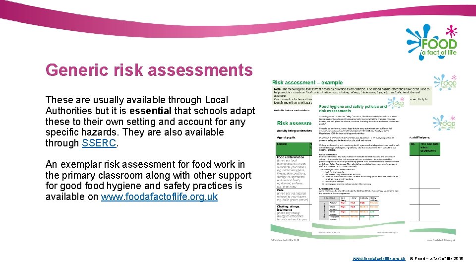 Generic risk assessments These are usually available through Local Authorities but it is essential
