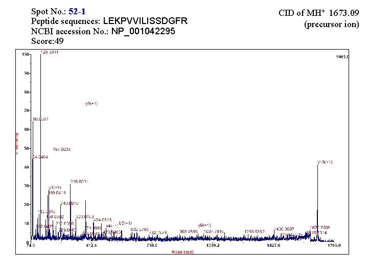 Spot No. : 52 -1 Peptide sequences: LEKPVVILISSDGFR NCBI accession No. : NP_001042295 Score: