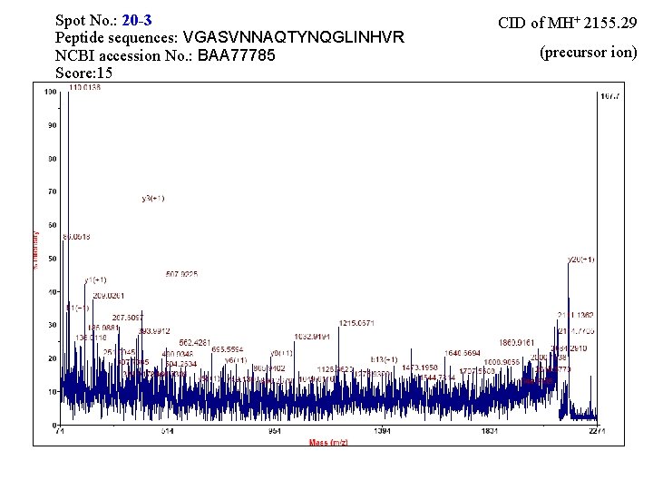Spot No. : 20 -3 Peptide sequences: VGASVNNAQTYNQGLINHVR NCBI accession No. : BAA 77785