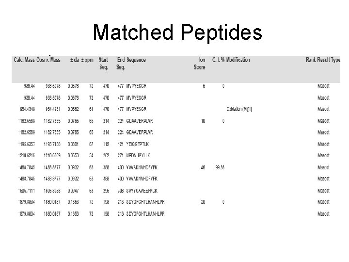 Matched Peptides 