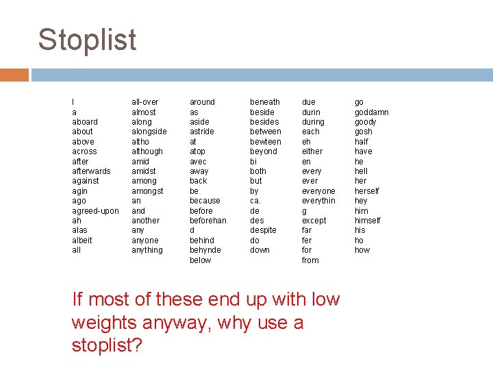 Stoplist I a aboard about above across afterwards against agin ago agreed-upon ah alas