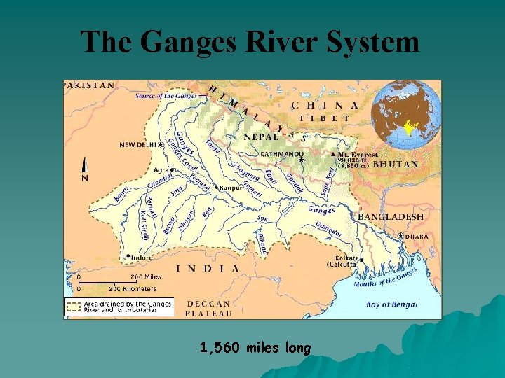 The Ganges River System 1, 560 miles long 