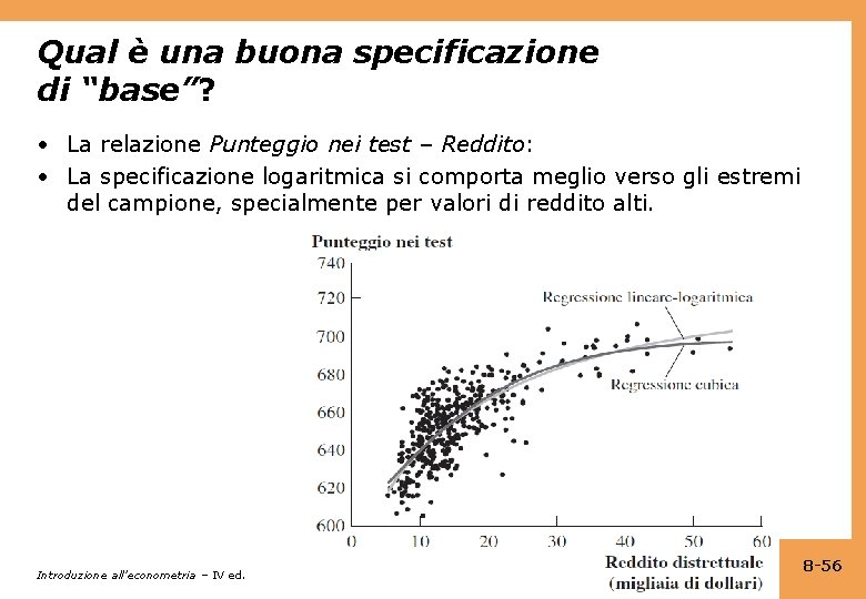 Qual è una buona specificazione di “base”? • La relazione Punteggio nei test –