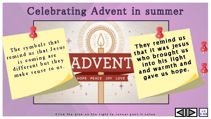 Celebrating Advent in summer at h t s l ymbo t Jesus s e