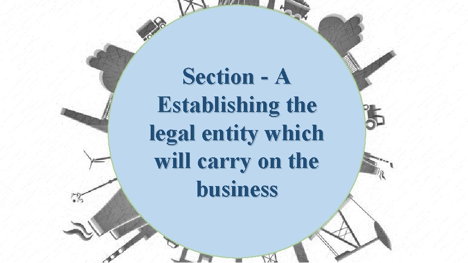 Section - A Establishing the legal entity which will carry on the business 
