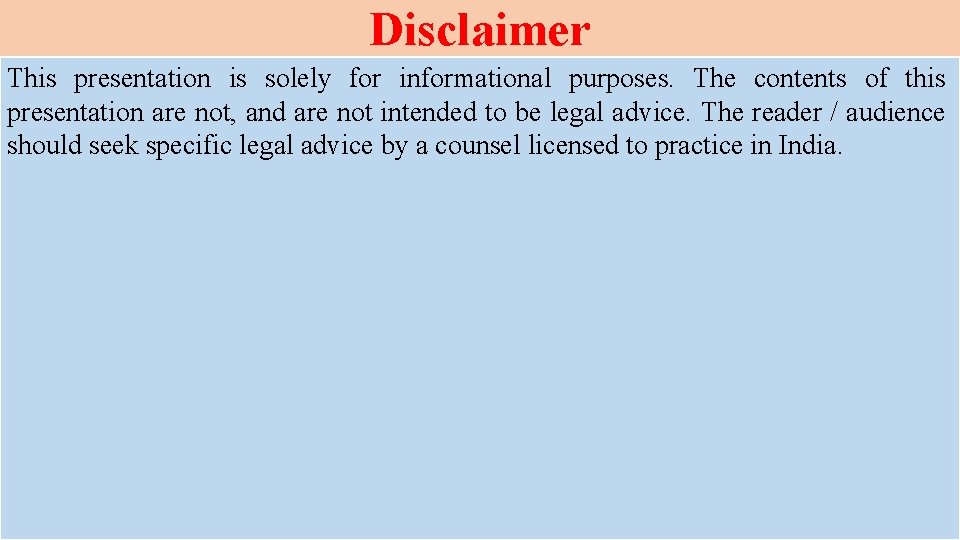 Disclaimer This presentation is solely for informational purposes. The contents of this presentation are