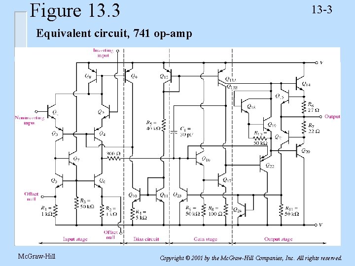 Figure 13. 3 13 -3 Equivalent circuit, 741 op-amp Mc. Graw-Hill Copyright © 2001