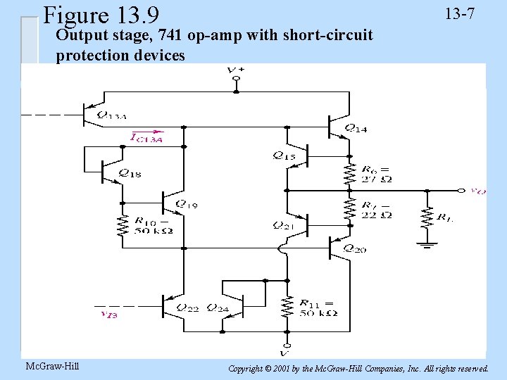 Figure 13. 9 13 -7 Output stage, 741 op-amp with short-circuit protection devices Mc.