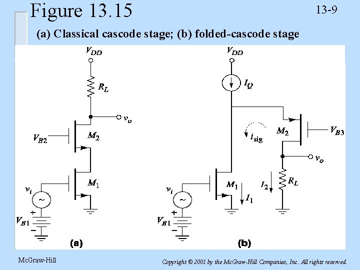 Figure 13. 15 13 -9 (a) Classical cascode stage; (b) folded-cascode stage Mc. Graw-Hill