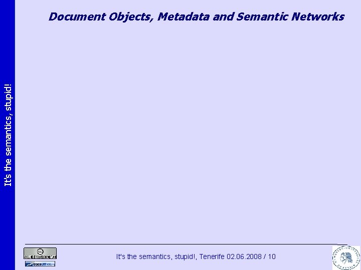 It's the semantics, stupid! Document Objects, Metadata and Semantic Networks It's the semantics, stupid!,