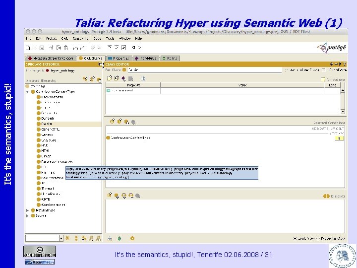 It's the semantics, stupid! Talia: Refacturing Hyper using Semantic Web (1) It's the semantics,