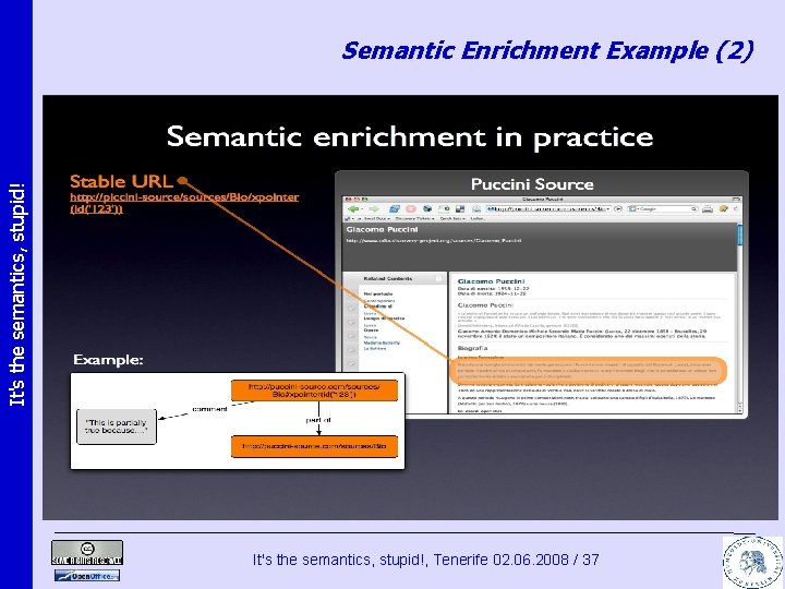 It's the semantics, stupid! Semantic Enrichment Example (2) It's the semantics, stupid!, Tenerife 02.