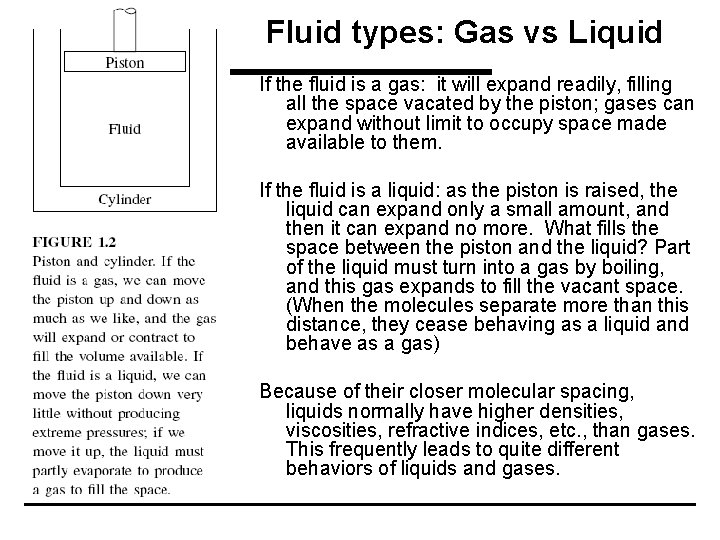 Fluid types: Gas vs Liquid If the fluid is a gas: it will expand