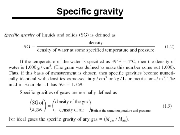 Specific gravity 