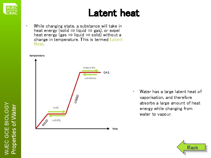 Latent heat • While changing state, a substance will take in heat energy (solid