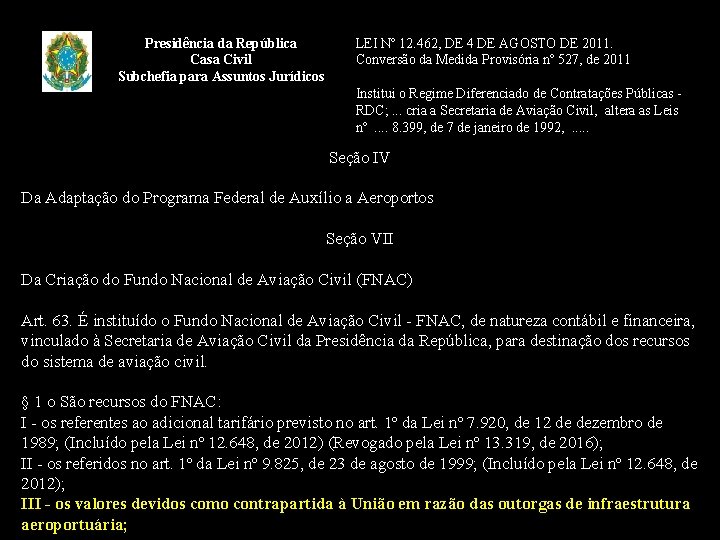 Presidência da República Casa Civil Subchefia para Assuntos Jurídicos LEI Nº 12. 462, DE
