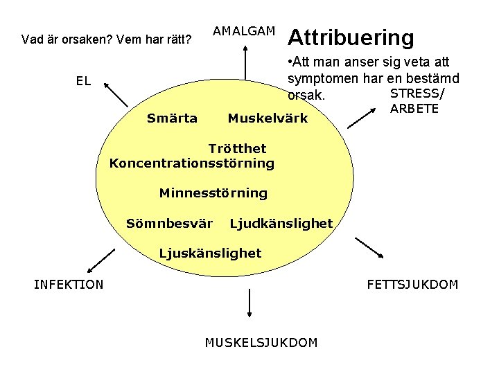 AMALGAM Vad är orsaken? Vem har rätt? Attribuering • Att man anser sig veta