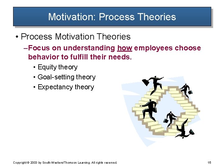 Motivation: Process Theories • Process Motivation Theories – Focus on understanding how employees choose