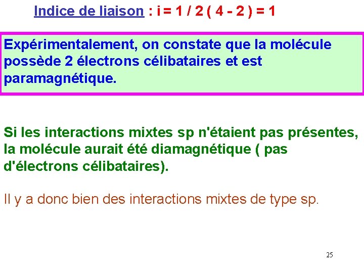Indice de liaison : i = 1 / 2 ( 4 - 2 )
