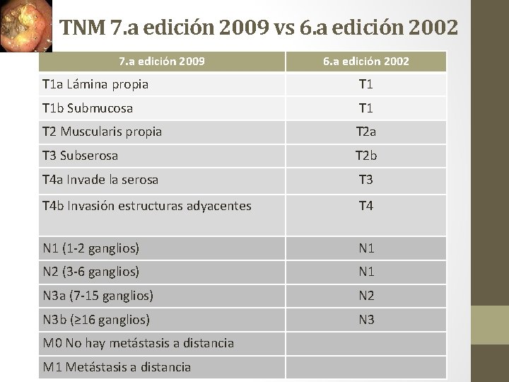 TNM 7. a edición 2009 vs 6. a edición 2002 7. a edición 2009