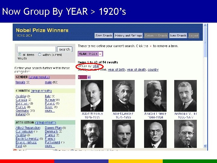 Now Group By YEAR > 1920’s 31 
