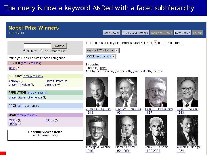 The query is now a keyword ANDed with a facet subhierarchy 39 