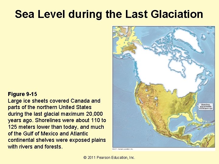 Sea Level during the Last Glaciation Figure 9 -15 Large ice sheets covered Canada