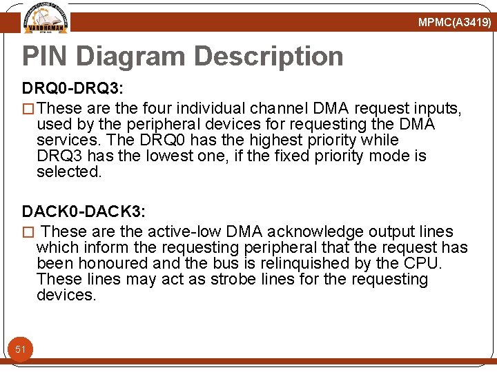 MPMC(A 3419) PIN Diagram Description DRQ 0 -DRQ 3: � These are the four
