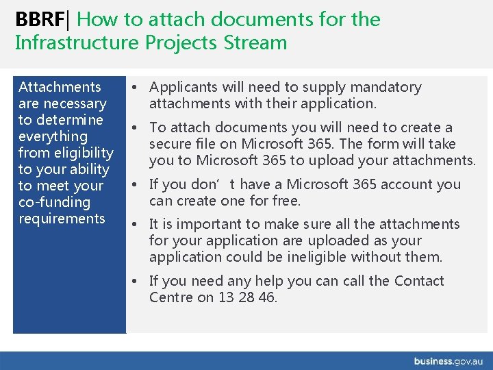 BBRF| How to attach documents for the Infrastructure Projects Stream Attachments are necessary to