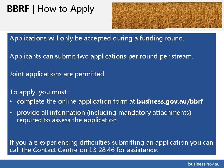 BBRF | How to Apply Applications will only be accepted during a funding round.