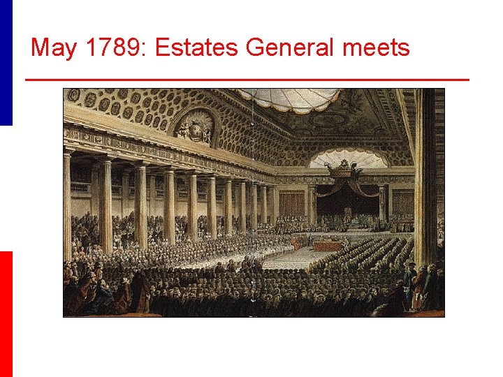 May 1789: Estates General meets Last time it was called into session was 1614!!