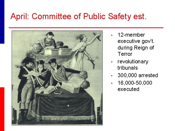 April: Committee of Public Safety est. • • 12 -member executive gov’t. during Reign