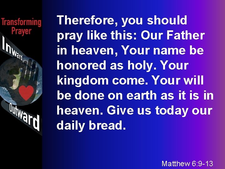 Therefore, you should pray like this: Our Father in heaven, Your name be honored