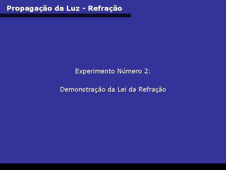 Propagação da Luz - Refração Experimento Número 2: Demonstração da Lei da Refração ©