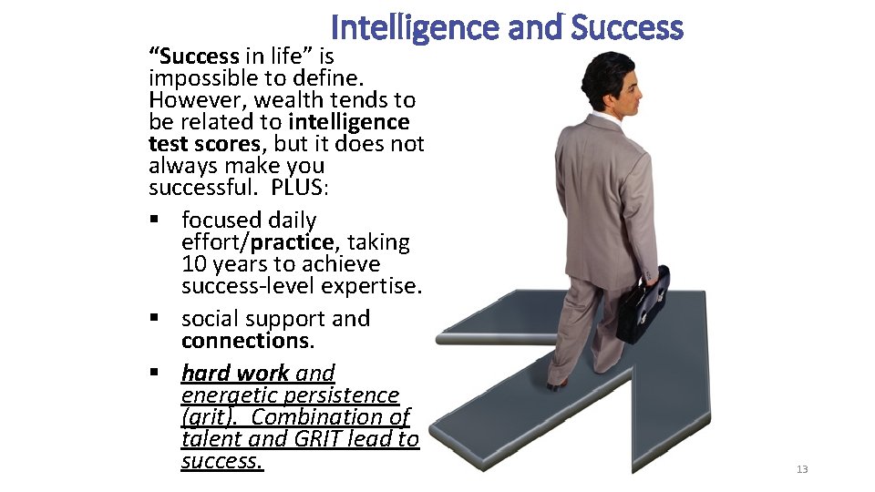 Intelligence and Success “Success in life” is impossible to define. However, wealth tends to