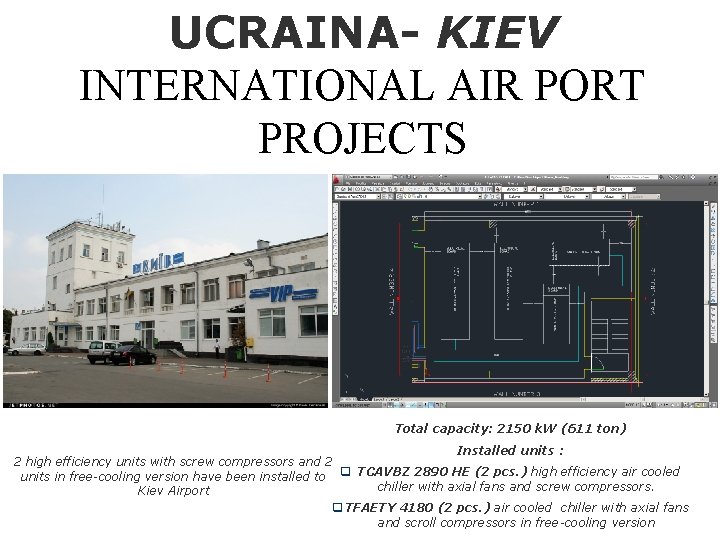 UCRAINA- KIEV INTERNATIONAL AIR PORT PROJECTS Total capacity: 2150 k. W (611 ton) Installed