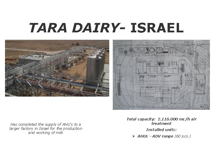 TARA DAIRY- ISRAEL Has completed the supply of AHU’s to a larger factory in