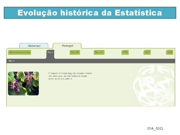 Evolução histórica da Estatística EFA_SEC 1 