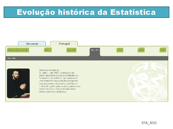 Evolução histórica da Estatística EFA_SEC 1 