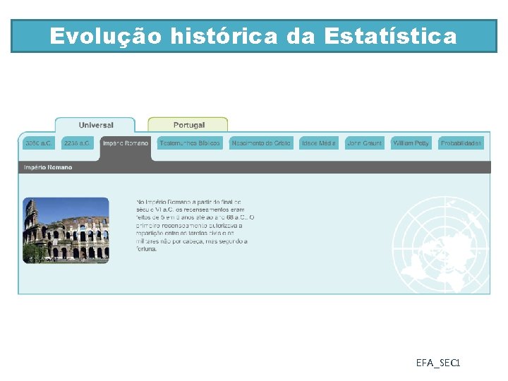 Evolução histórica da Estatística EFA_SEC 1 