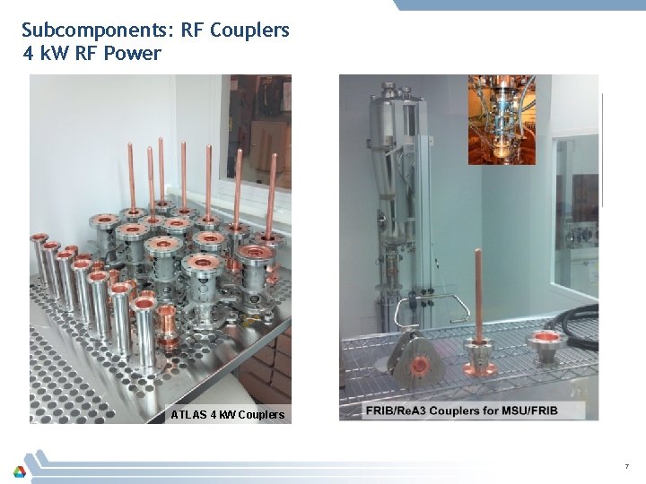 Subcomponents: RF Couplers 4 k. W RF Power ATLAS 4 k. W Couplers 7