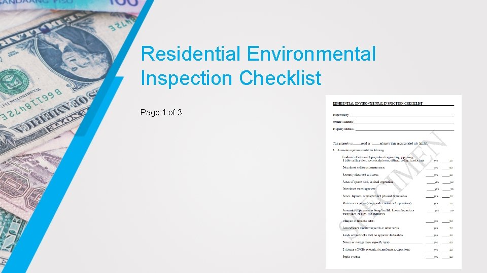 Residential Environmental Inspection Checklist Page 1 of 3 