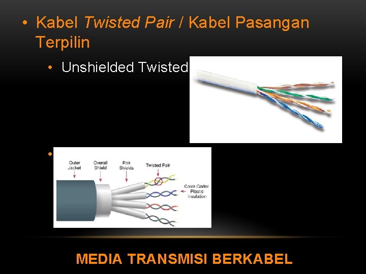  • Kabel Twisted Pair / Kabel Pasangan Terpilin • Unshielded Twisted Pair •