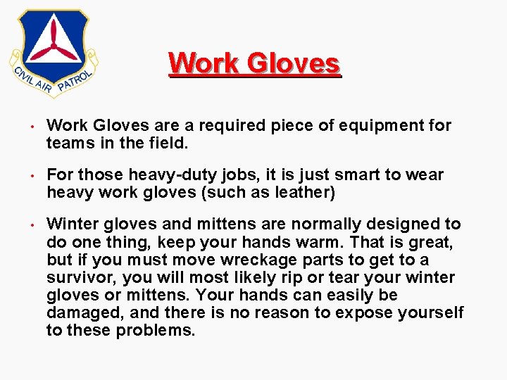 Work Gloves • Work Gloves are a required piece of equipment for teams in Work Gloves • Work Gloves are a required piece of equipment for teams in