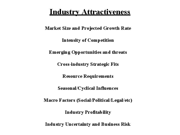 Industry Attractiveness Market Size and Projected Growth Rate Intensity of Competition Emerging Opportunities and