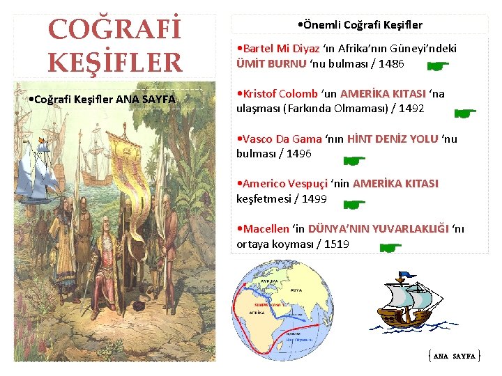 COĞRAFİ KEŞİFLER • Coğrafi Keşifler ANA SAYFA • Önemli Coğrafi Keşifler • Bartel Mi