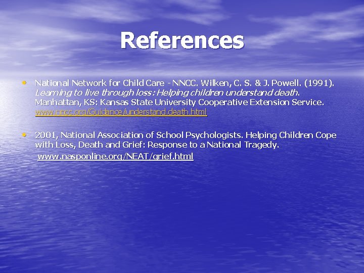References • National Network for Child Care - NNCC. Wilken, C. S. & J.