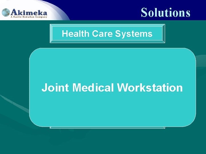 Solutions Health Care Systems Information Assurance Joint. Logistics Medical. Systems Workstation Infrastructure Solutions 