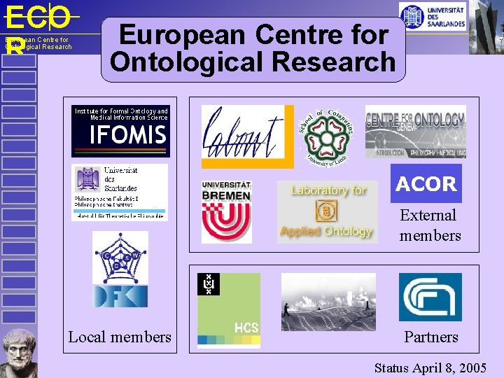 ECO R European Centre for Ontological Research External members Local members Partners Status April