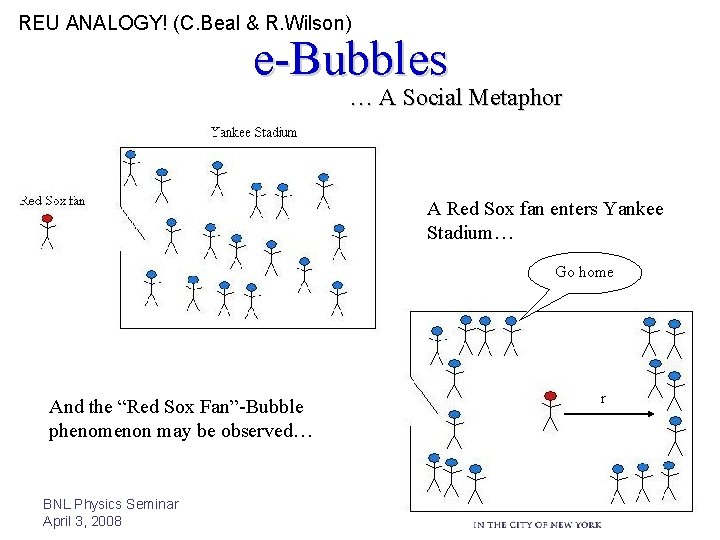 REU ANALOGY! (C. Beal & R. Wilson) e-Bubbles … A Social Metaphor A Red